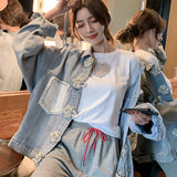Pearl Jean Jacket Autumn Coat Women's Fashion Loose Spring and Autumn Tops