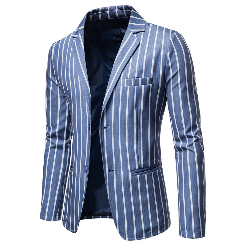 Men's Fall plus Size Suit Jacket Striped Two-Button Single Western Jacket Men Winter Outfit Casual Fashion
