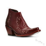 Coachella Cowboy Boots Autumn and Winter Embroidery Pointed Toe Chunky Heel Martin Boots