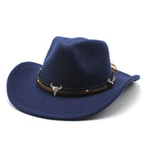 Wester Hats Woolen Jazz Top Hat Men's Ladies' National Style Autumn and Winter Felt Cap Broad-Brimmed Hat