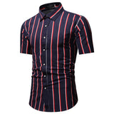 Men Shirt Fashion Slim Fit Shirt Short Sleeve Shirt Large Size Casual Top Summer Men's Casual Short Sleeve Shirt Business Striped Slim Shirt