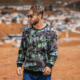 Men plus Size Sweatshirt Floral Sweater Loose Sweater