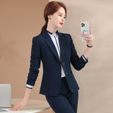 Women Pants Suit Uniform Designs Formal Style Office Lady Bussiness Attire Blue Slim Fit Business Suit Suit for Women