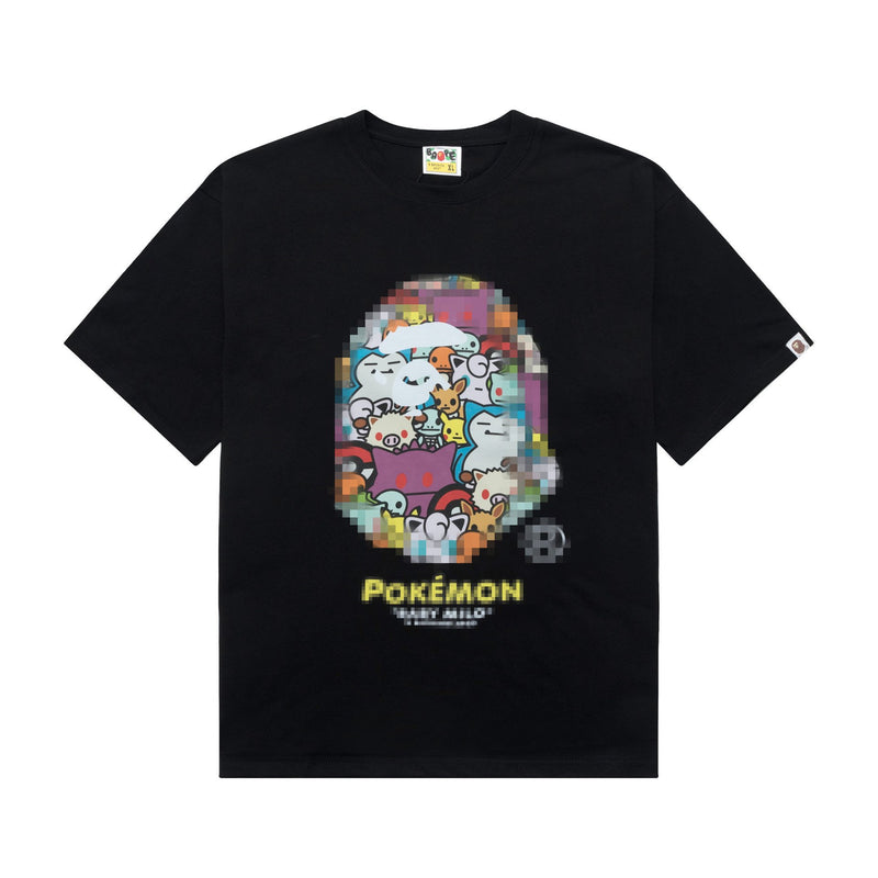 A Ape Print T Shirt Cartoon Anime Loose Summer Casual T-shirt