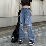 Distressed Jeans Straight Leg Jean Summer Jeans Wide Leg Pants Trousers