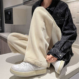 Men Pants Drawstring Ankle-Tied Wide Leg