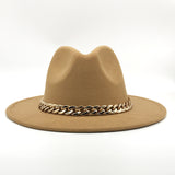 Fedora Hat Golden Chain Woolen Top Hat Fedora Hat Top Hat