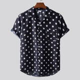 Men Shirt Fashion Slim Fit Shirt Short Sleeve Shirt Large Size Casual Beach Style Shirt Summer Men's Beach Lapel Short Sleeve Printed Shirt