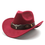 Wester Hats Top Hat Ethnic Style Cow Label Top Hat Rolled Brim Retro Woolen Felt Hat