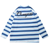 Men T Shirts Letter Print Striped Sweater Men's round Neck Hoodie Idle Style Street Trendy Sweater