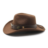 Wester Hats Cow Head West Cowboy Hat Woolen Jazz Top Hat Men Ladies' National Style Autumn and Winter Felt Cap