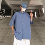 Harajuku Clothing Men's Tshirt Classic Retro Shirts Summer Lapels Loose Short Sleeve Shirt Men and Women Student Casual Top