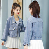 Pearl Jean Jacket Women's Spring and Autumn Loose Nail Pearl Denim Jacket