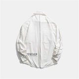 Men Shacket Long Sleeve Autumn Shirt Autumn Leisure Long Sleeve Letter Print Pocket Loose Overalls