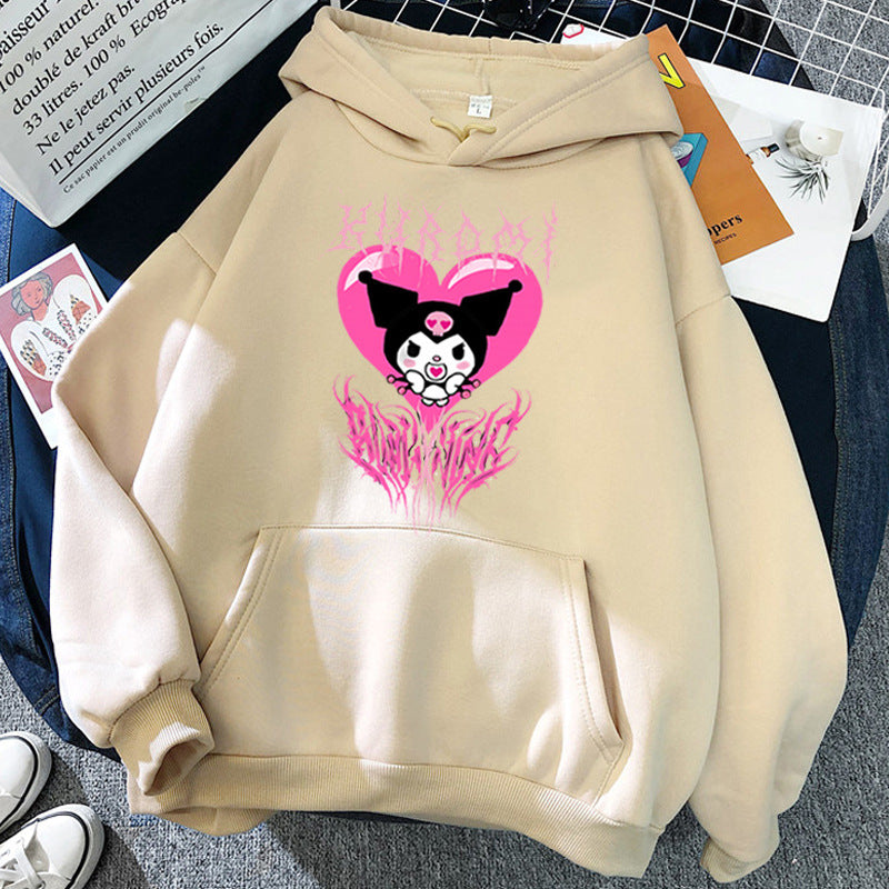 Kuromi Hoodie Autumn Winter Retro Harajuku Clow M Hip-Hop Pullover