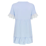 Russian Style Dress V-neck Printed Lace Stitching Lace Cool Dress