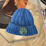Women Beanies Autumn and Winter Smiling Face Woolen Cap Female Couple Knitted Cold Cap