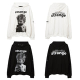 Mens Fall Outfits Portrait Printing Terry Hooded Sweater Couple Loose Top
