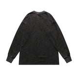 Mens Fall Outfits Punk Retro Flame Love Long Sleeve T-shirt Hip Hop Distressed Loose Oversize Sweater
