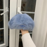 Toque Rabbit Fur Beret Children Winter Painter Cap Children British Style