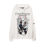 Mens Fall Outfits Portrait Printing Terry Hooded Sweater Couple Loose Top