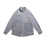 Men Shacket Long Sleeve Autumn Shirt Autumn Shirt Campus Student Three-Dimensional Pocket Loose Striped Shirt Men