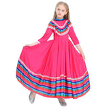 Jalisco Dressing Girl Rose Red Large Swing Dress Party Performance