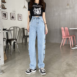 Harajuku Clothing Men Classic Retro Pants Straight Leg Pan High Waist Jeans Spring and Autumn Summer Straight Wide Men and Women