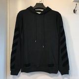 Early Spring All Black Flocking Arrow Pullover Hooded Sweater