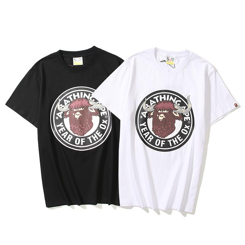 A Ape Print T Shirt T-shirt Short Sleeve Black Fashion Loose