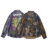 Men Fall Fall Hip Hop Smiley Graffiti Printing Plaid Long Sleeve Shirt