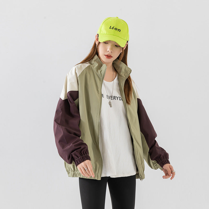 Cheerleader Letterman Jacket Baseball Uniform F Loose Casual Retro Color Matching