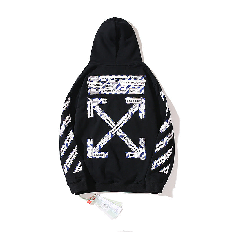 Autumn And Winter Forbidden Ring Slogan Arrow Pattern Hooded Sweater For Men And Women