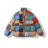 Men Fall Outfits Winter Thickened Paisley Cotton-Padded Coat Warm Coat