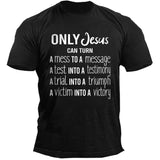 Man T Shirt Black round Neck Loose Print