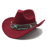Wester Hats Woolen Western Cowboy Top Hat Minority Ethnic Style Couples' Cap