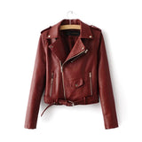 Hot Pink Motorcycle Jacket Motorcycle Leather Women's Irregular Zipper Slim Fit Belt Loop PU Leather Jacket