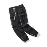 Kanye West Ro High Street Dark Function Zipper Pants Ankle-Tied Drawstring Elastic Casual Slim-Fit Trousers