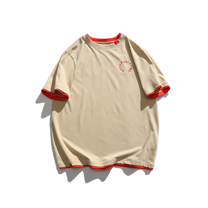 2022 Summer Man T Shirt Fake Two-Piece Printing