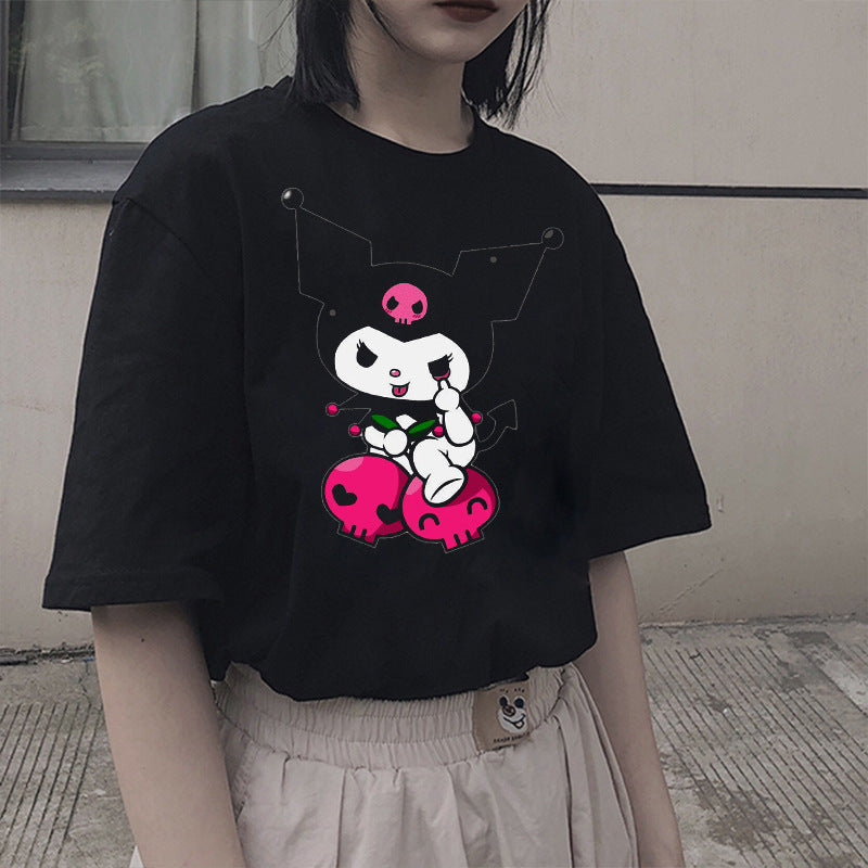 Kuromi Costume Preppy Style Printed T-shirt Printed T-shirt