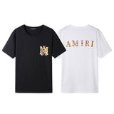 Amiri T Shirt Tiger Pattern Lettered Casual Round Neck