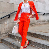Women Pants Suit Uniform Designs Formal Style Office Lady Bussiness Attire Autumn Solid Color Long Sleeve Casual Suit Jacket Two-Piece Set Female