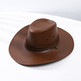 Bullhide Denim Hat Autumn Leather Solid Color Western Cowboy Top Hat