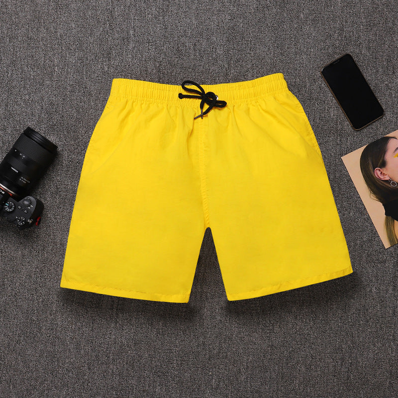 Mens Swim Trunks Summer Solid Color Youth Casual Shorts Trendy Beach Pants Men's Large Size