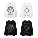 Mens Fall Outfits Letter Sweater Loose Long Sleeve Top