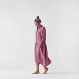 Green Fairycore Dress Idle Style Cotton and Linen plus Size Casual Polo Collar Solid Color Shirt Dress for Women