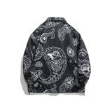 Men Shacket Long Sleeve Autumn Shirt Autumn Paisley Jacket Wear on Both Sides Turn-down Collar Coat