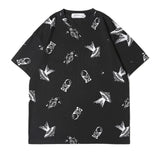 Men's T Shirt Summer Casual Tops Short Sleeve T-shirt Men's High Street Fashion Brand round Neck Half Sleeve BF Idle Style Trendy Loose Half Sleeve
