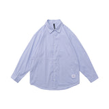 Men Shacket Long Sleeve Autumn Shirt Autumn Comely Turn-down Collar Striped Patch Long Sleeves Casual Shirt