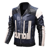 Two Tone Leather Jacket Color Matching Casual Men's Leather Coat Stand Collar Spring and Autumn Leather Jacket Youth Coat